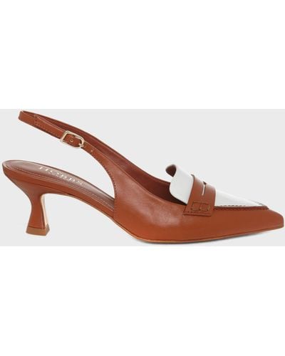 Hobbs Mischa Slingback Leather Court Shoes - Brown