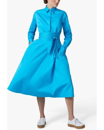 Jasper Conran Blythe Full Skirt Midi Shirt Dress - Blue