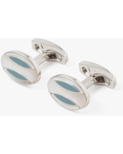 Simon Carter Deco Curve Mother Of Pearl Cufflinks - White