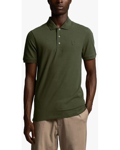 Lyle & Scott Tonal Logo Short Sleeve Polo Shirt - Green