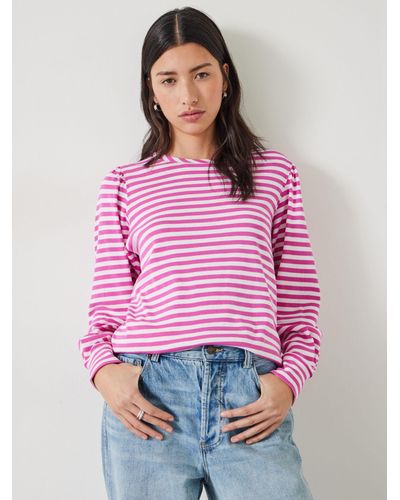 Hush Emily Striped Puff Sleeve Top - Pink