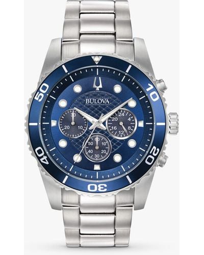 Bulova 98a209 Chronograph Bracelet Strap Watch - Blue