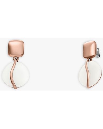 Skagen Stone Glass Drop Earrings - White