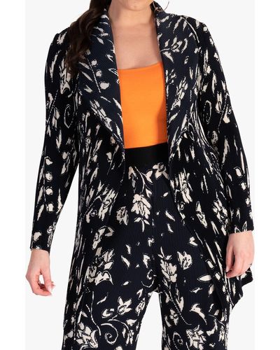 Chesca Floral Waterfall Jacket - Black