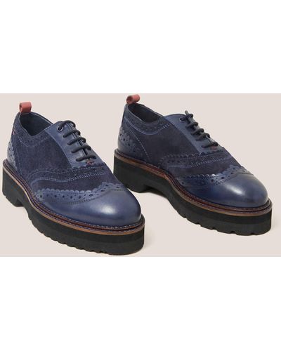 White Stuff Leather Lace Up Brogue Shoes - Blue
