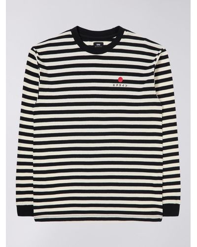 Edwin Basic Stripe Long Sleeve T-shirt - Black