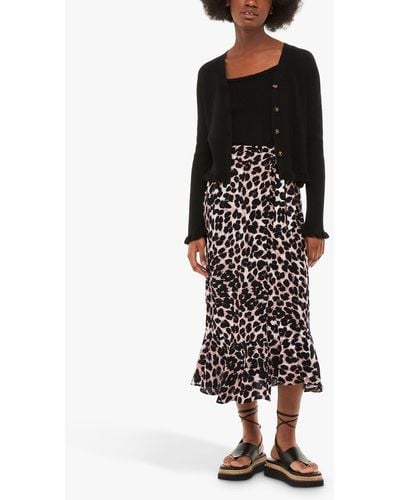 Whistles Leopard Spot Wrap Skirt - Black