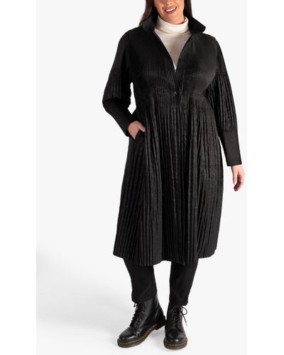 Chesca Lightweight Quilt Pleated Long Coat - Black