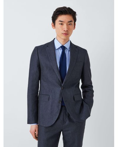 John Lewis Cambridge Linen Single Breasted Regular Fit Suit Jacket - Blue