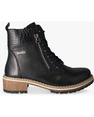 Josef Seibel Waylynn 02 Leather Block Heel Waterproof Boots - Black