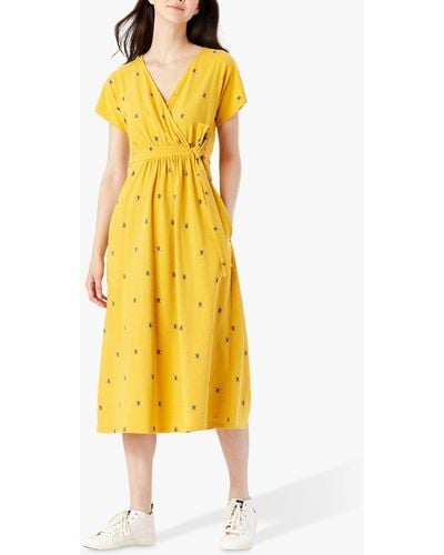 Joules Riley Bee Print Wrap Dress - Yellow