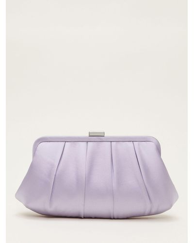 Phase Eight Satin Clutch Handbag - Purple