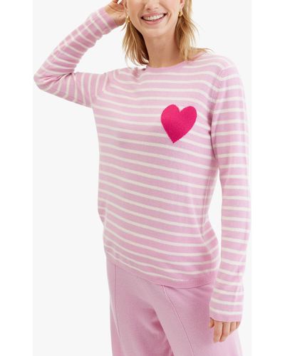 Chinti & Parker Breton Heart Wool Cashmere Blend Jumper - Pink