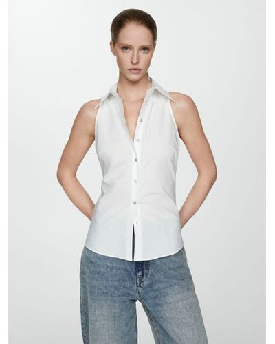 Mango Paula Sleeveless Shirt - White