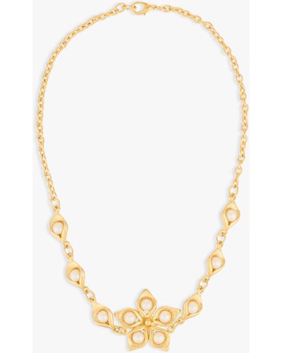 Susan Caplan Vintage Rediscovered Collection Gold Plated Faux Pearl Floral Necklace - White