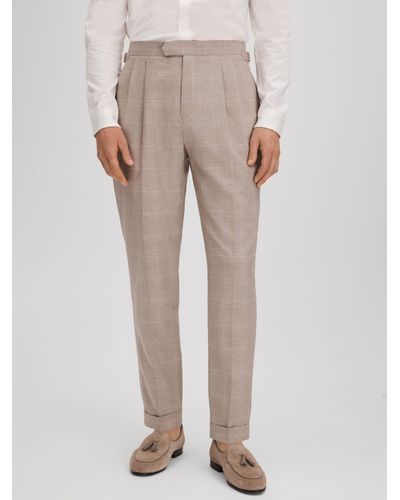 Reiss Collect Hopsack Check Trousers - Natural