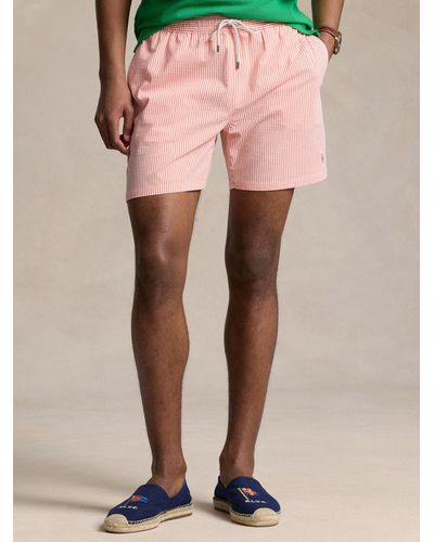 Ralph Lauren Seersucker Mesh Lined Swim Shorts - Pink