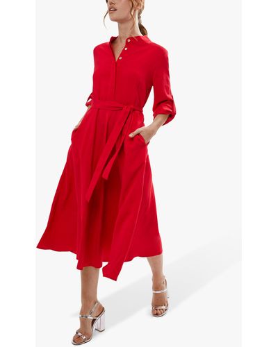 James Lakeland Roll Sleeve Midi Dress - Red