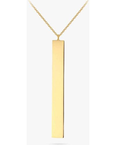 Ib&b Personalised 9ct Gold Vertical Bar Initial Pendant Necklace - Metallic