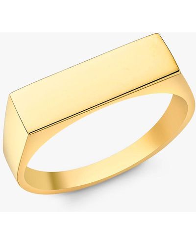 Ib&b Personalised 9ct Gold Rectangular Signet Ring - Metallic