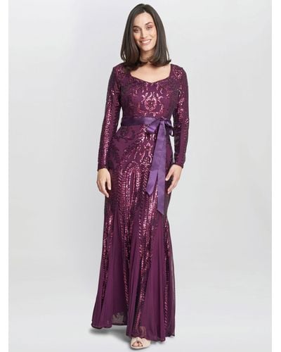 Gina Bacconi Gwen Sequined Gown - Purple