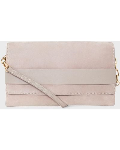 Hobbs Honour Suede And Leather Clutch Bag - Natural