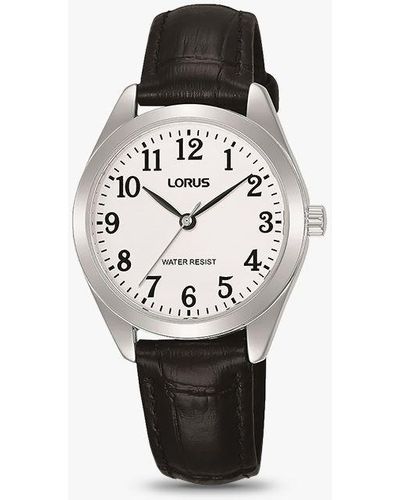 Lorus Leather Strap Watch - Black