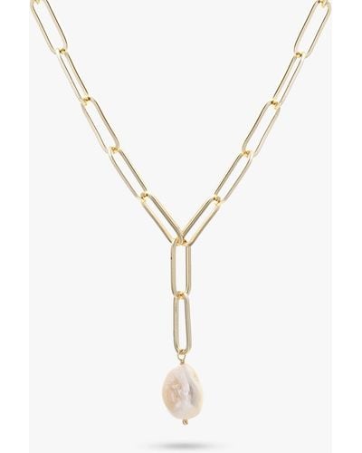 Tutti & Co Prosper Baroque Pearl Chain Necklace - Metallic