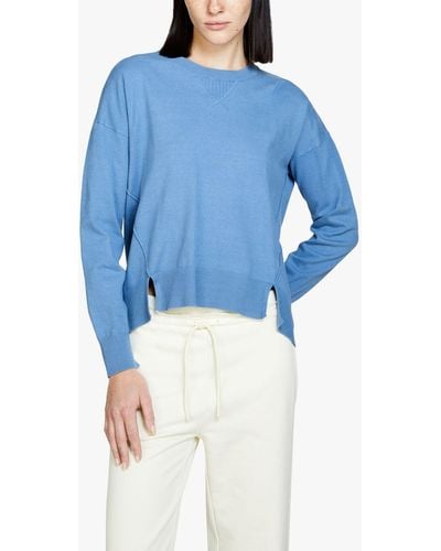 Sisley Side Slit Cotton Sweatshirt - Blue