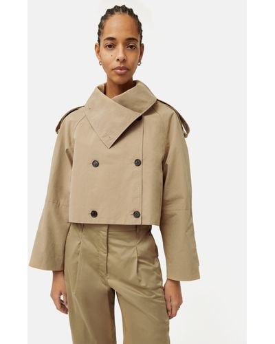 Jigsaw Double Breasted Cropped Trench Coat - Natural