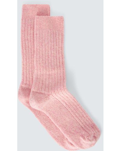 John Lewis Ribbed Wool Silk Blend Socks - Pink