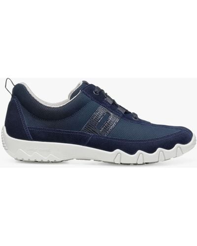 Hotter Leanne Ii Extra Wide Fit Suede And Nubuck Trainers - Blue