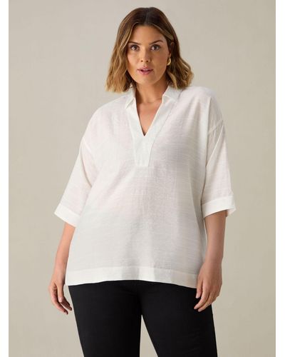 Live Unlimited Textured V-neck Top - White