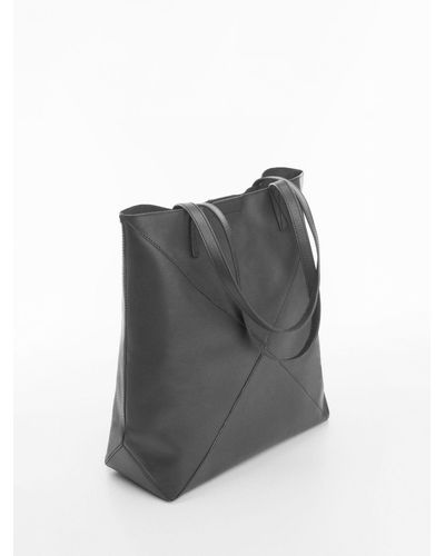 Mango Carbo Cross Stitch Leather Bag - Grey