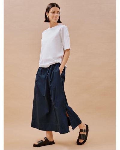 Albaray Organic Cotton Full Midi Skirt - Blue