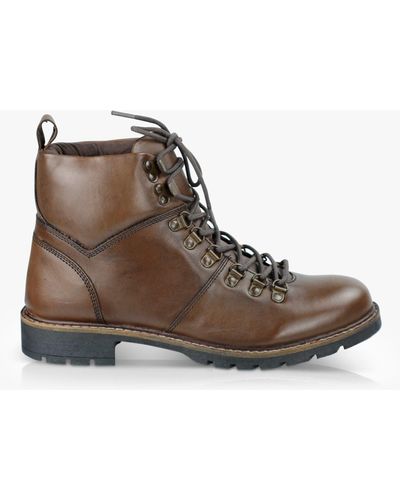 Silver Street London Marble Leather Lace Up Boots - Brown