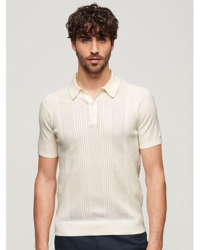 Superdry Short Sleeve Knitted Polo Shirt - White