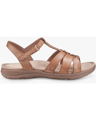 Hotter Rainer Wide Fit T-bar Leather Sandals - Brown
