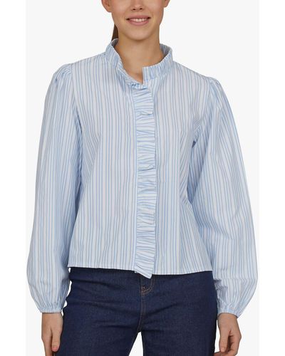Sisters Point Wrinkle High Collar Shirt - Blue