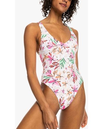 Roxy Tropical Print Swimsuit - White