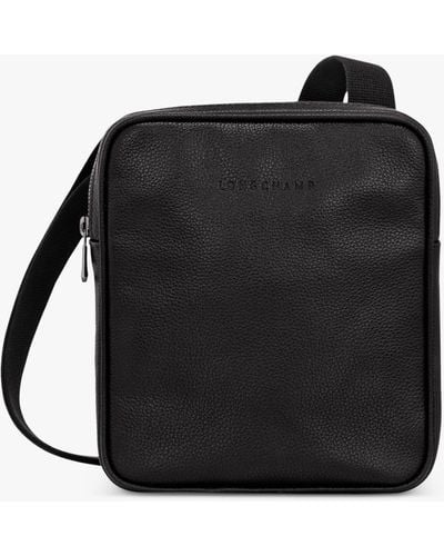 Longchamp Le Foulonné Leather Cross Body Bag - Black
