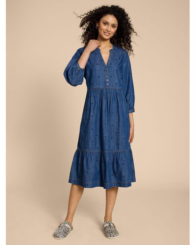 White Stuff Naya Denim Midi Dress - Blue