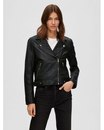 SELECTED Leather Jacket - Black