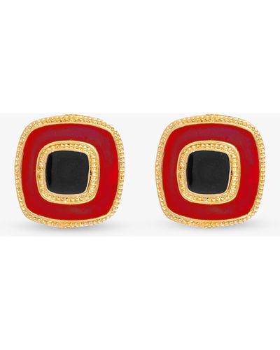 Susan Caplan Vintage Rediscovered Collection Gold Plated Enamel Square Clip-on Earrings