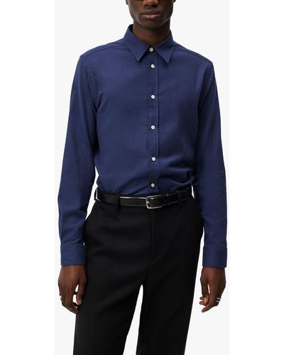 J.Lindeberg Light Flannel Slim Shirt - Blue
