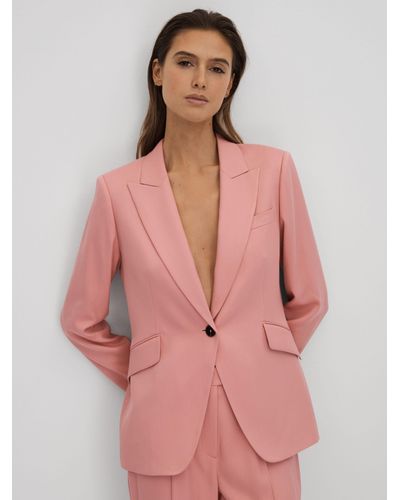 Reiss Millie - Pink Tailored Single Breasted Suit Blazer