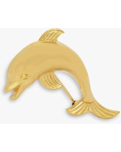 Kojis Second Hand Polished 14ct Yellow Gold Dolphin Brooch - Metallic