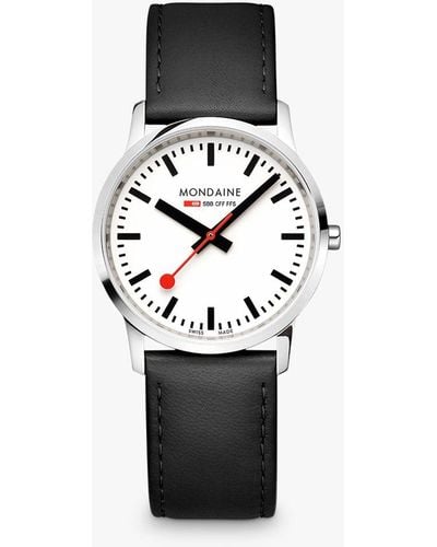 Mondaine Simply Elegant Leather Strap Watch - White