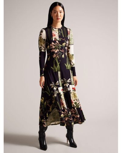 Ted Baker Gretiaa Graphic Floral Midi Dress - Natural