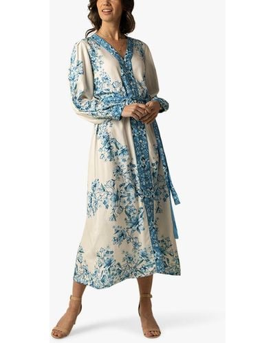 Raishma Jocelyn Floral Midi Dress - Blue
